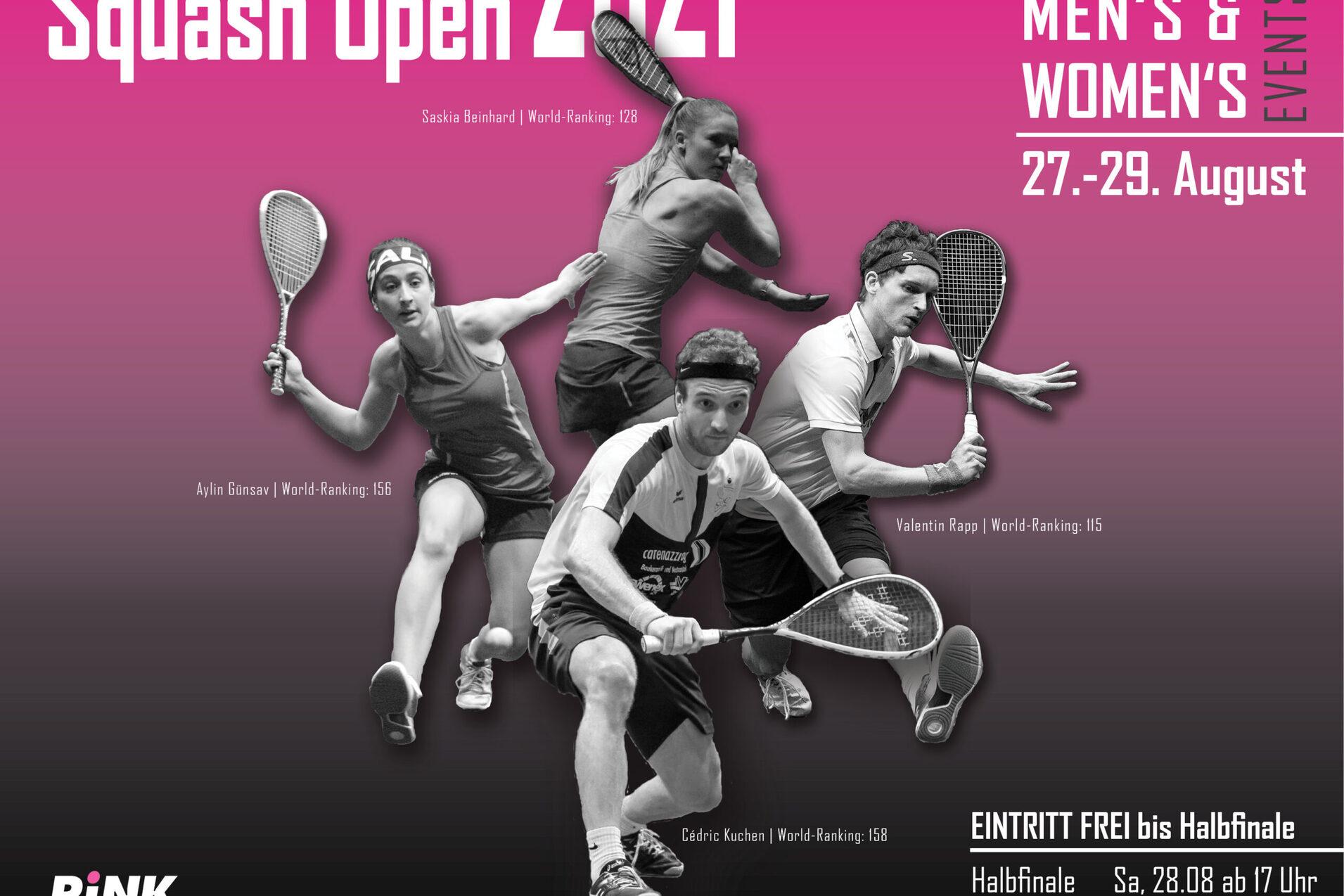 Das Turnierplakat der Schr&auml;glage Squash Open 2021 - Bild: Schr&auml;glage Squash Open 2021