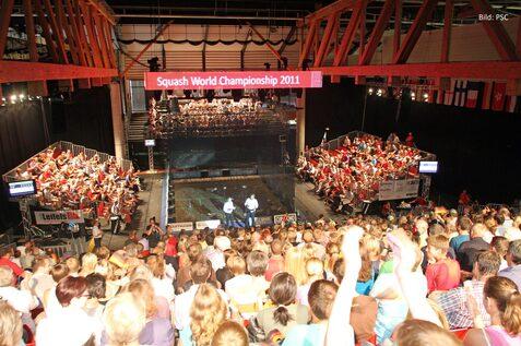 Der Centercourt im Paderborner Ahorn Sportpark bei der Team WM 2011 - Bild (Archiv): Paderborner SC