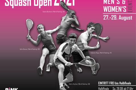 Das Turnierplakat der Schr&auml;glage Squash Open 2021 - Bild: Schr&auml;glage Squash Open 2021