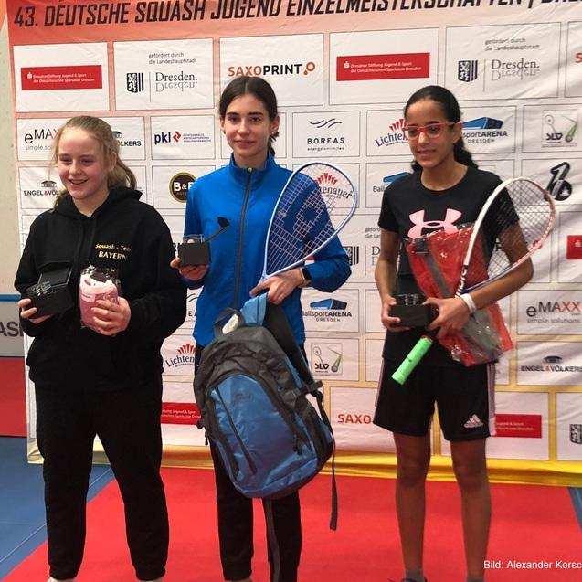 Das U15-Podest der Mädchen: Hanna Kumberger, Maya Weishar und Mariam Ayad (v.l.n.r.) - Bild: Alexander Korsch