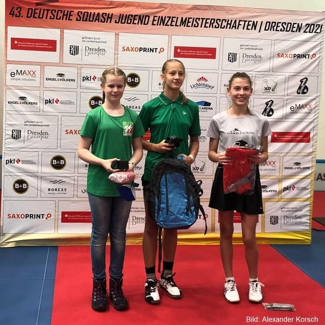 Das U13-Podest der Mädchen: Kira Bohne, Karolin Williger und Linda Boros (v.l.n.r.) - Bild: Alexander Korsch