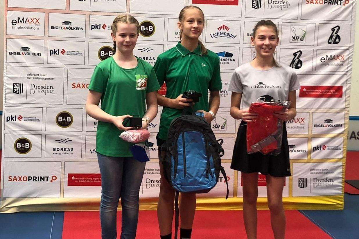Das U13-Podest der Mädchen: Kira Bohne, Karolin Williger und Linda Boros (v.l.n.r.) - Bild: Alexander Korsch