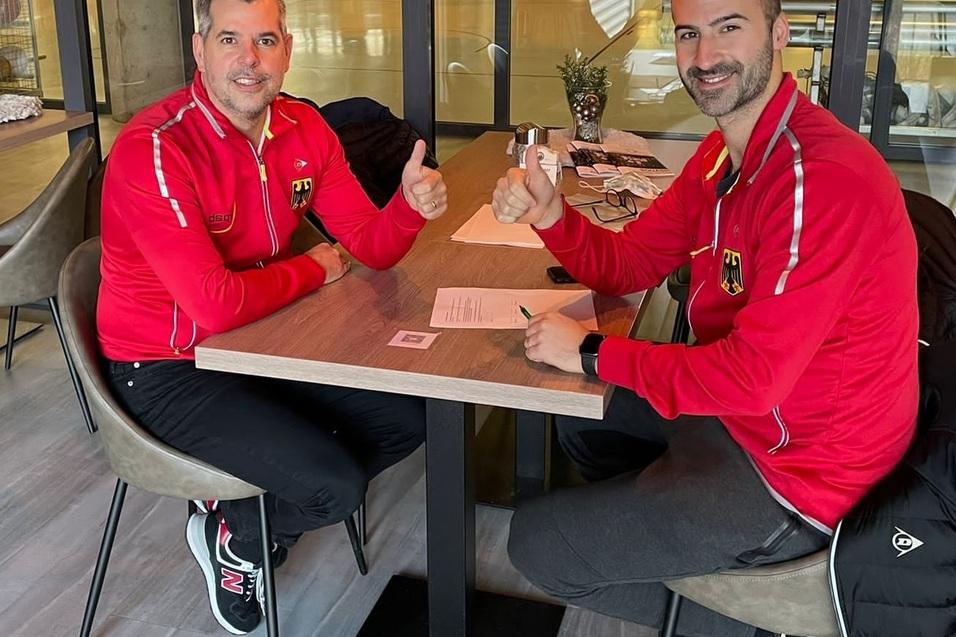 Chef-Bundestrainer Oliver Pettke und der neue Bundestrainer Nachwuchs Simon R&ouml;sner (re) freuen sich auf die Zusammenarbeit - Bild: DSQV