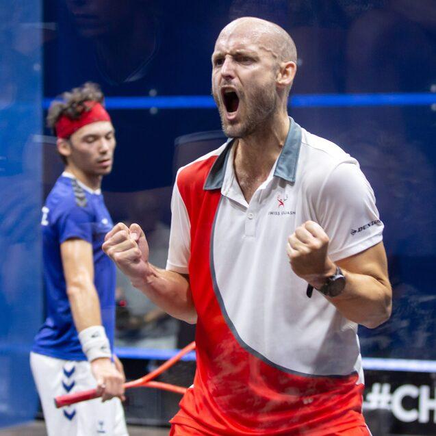 Nicolas Müller (vorne) bejubelt seinen Finalsieg gegen Victor Crouin - Bild: Sportwerk