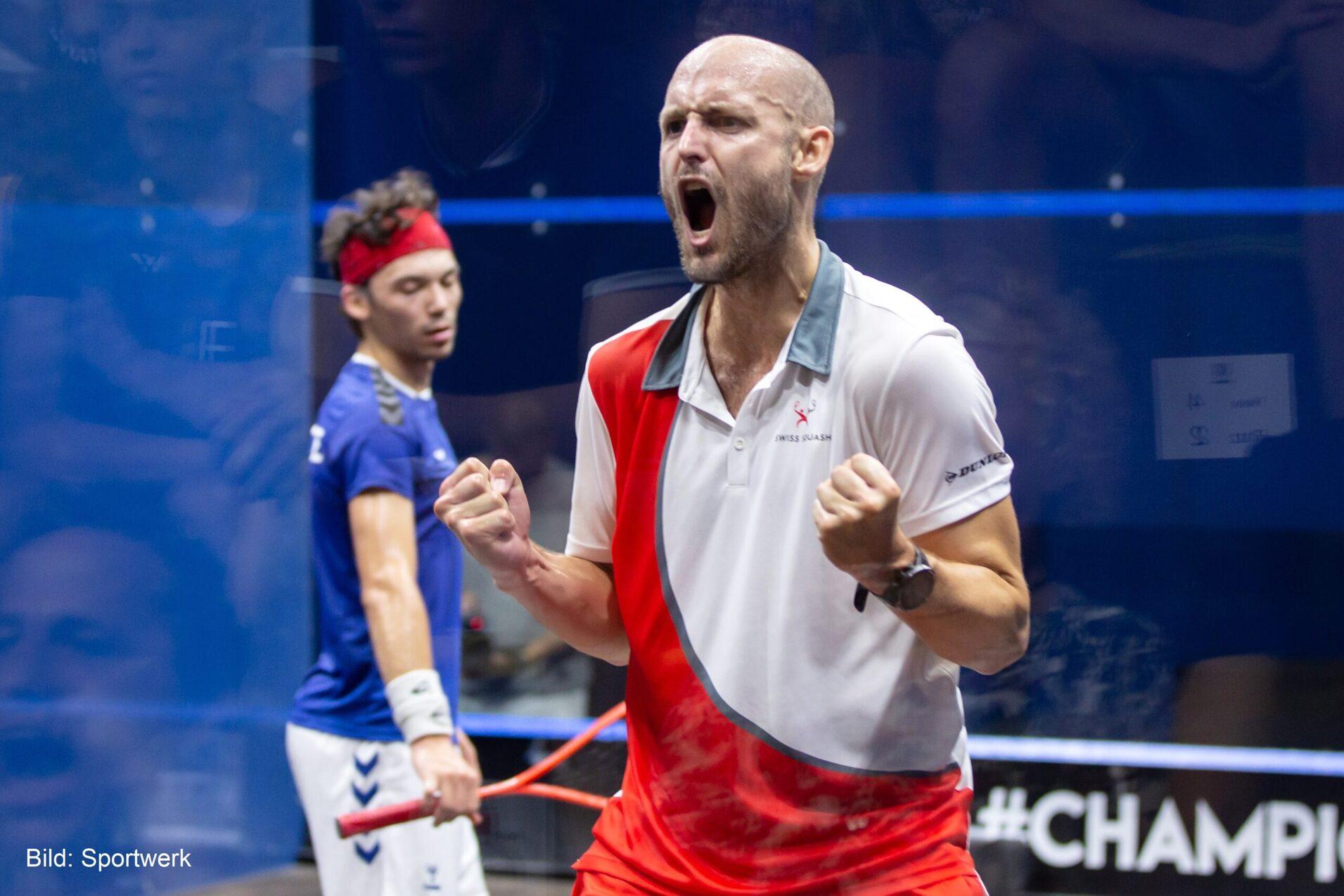Nicolas Müller (vorne) bejubelt seinen Finalsieg gegen Victor Crouin - Bild: Sportwerk