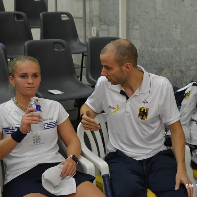 Katerina Tycova und Damen-Bundestrainer Bart Wijnhoven (re) in Monaco - Bild: Squash Monaco
