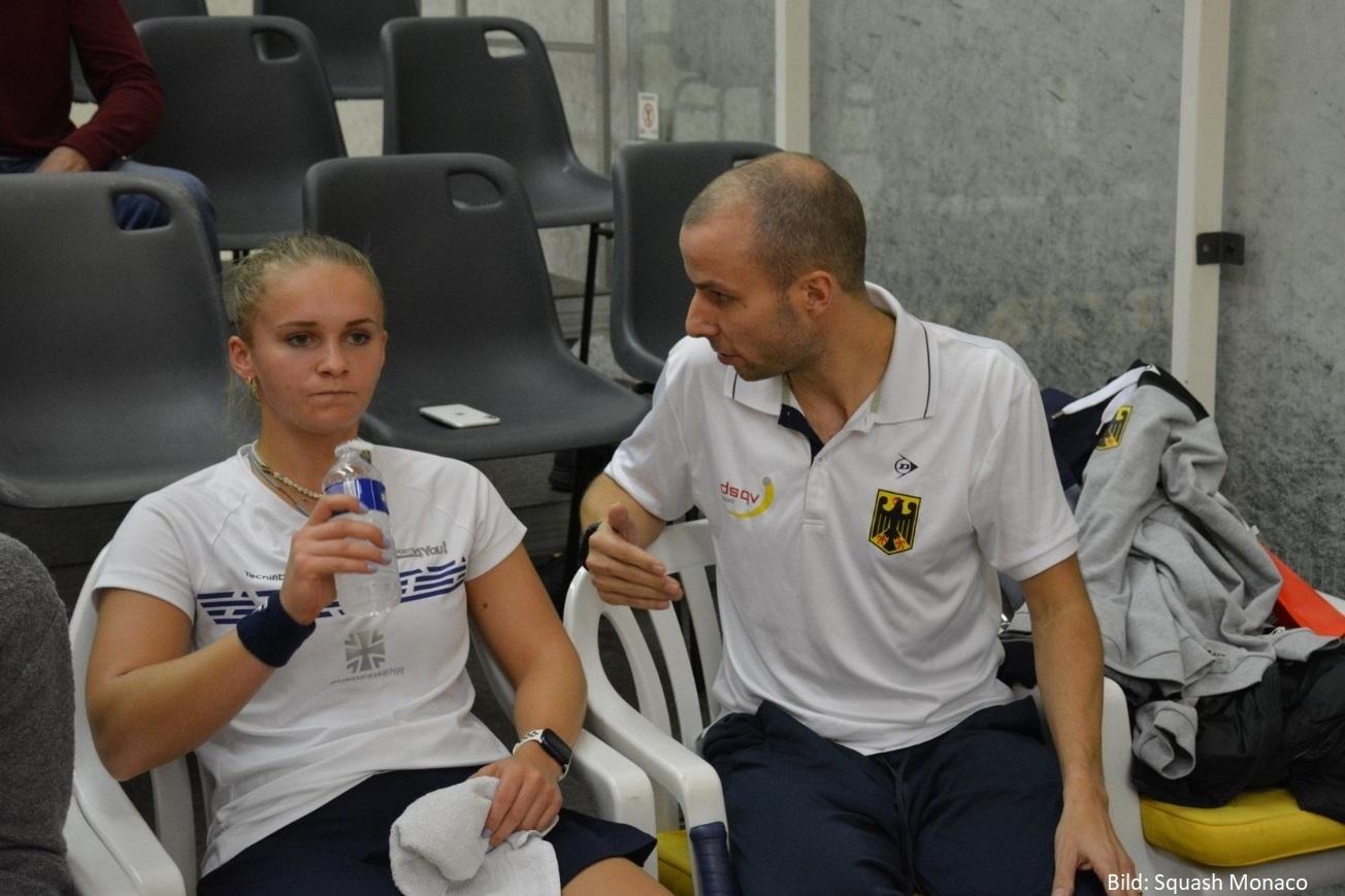 Katerina Tycova und Damen-Bundestrainer Bart Wijnhoven (re) in Monaco - Bild: Squash Monaco
