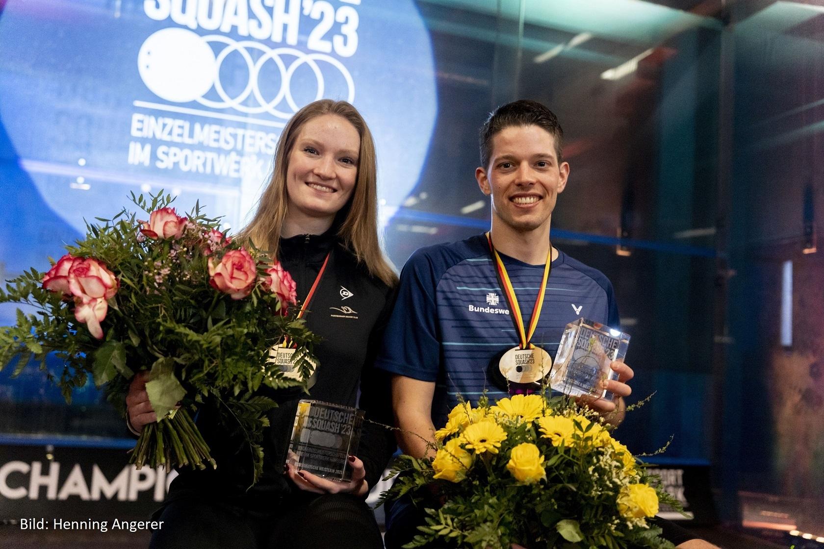 Saskia Beinhard (li) und Raphael Kandra (re) gewinnen die DEM 2023 - Bild: Henning Angerer