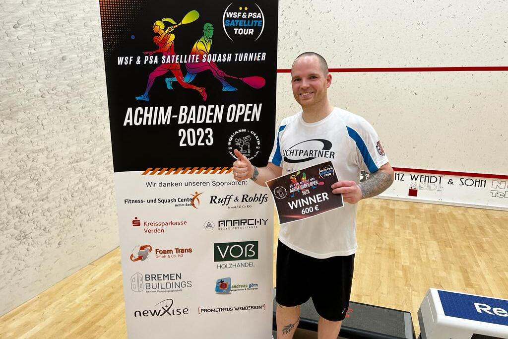 Tim Weber gewinnt die Achim-Baden Open 2023 &ndash; Bild: SC Achim-Baden
