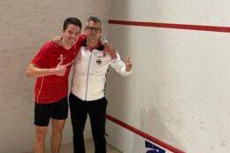 Raphael Kandra (li) und Chef-Bundestrainer Oliver Pettke bei den US-Open nach dem Zweitrundensieg - Bild: DSQV