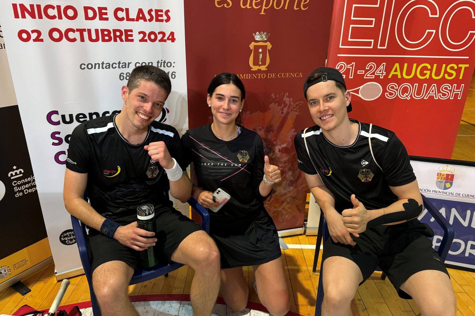 Raphael Kandra, Maya Weishar und Yannik Omlor spielten bei der Einzel EM im spanischen Cuenca für Deutschland - Bild: DSQV