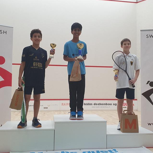 Das U13-Podest (v.l.n.r.): Adam Shalaby, Ruan Ram Tadanki und Johannes Mahl