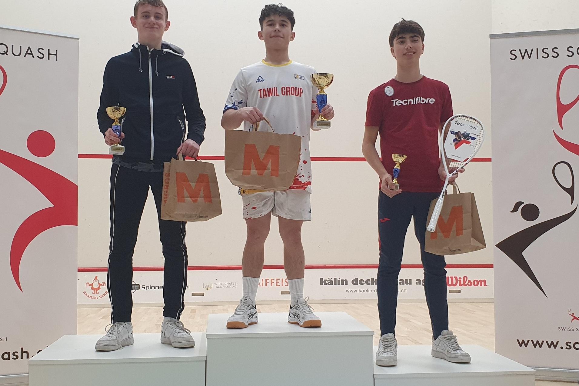 Das U15-Podest (v.l.n.r.): Levi Visser, David Focsanschi und Gustavo Cruz