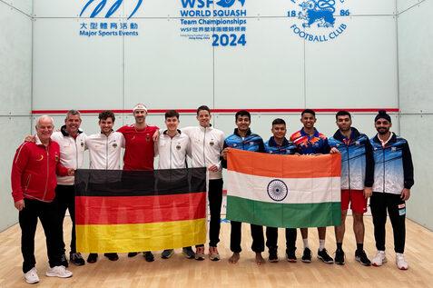 Deutschland vs. Indien hie&szlig; die heutige Partie um die R&auml;nge 5 - 8 bei den Herren - Bild: DSQV