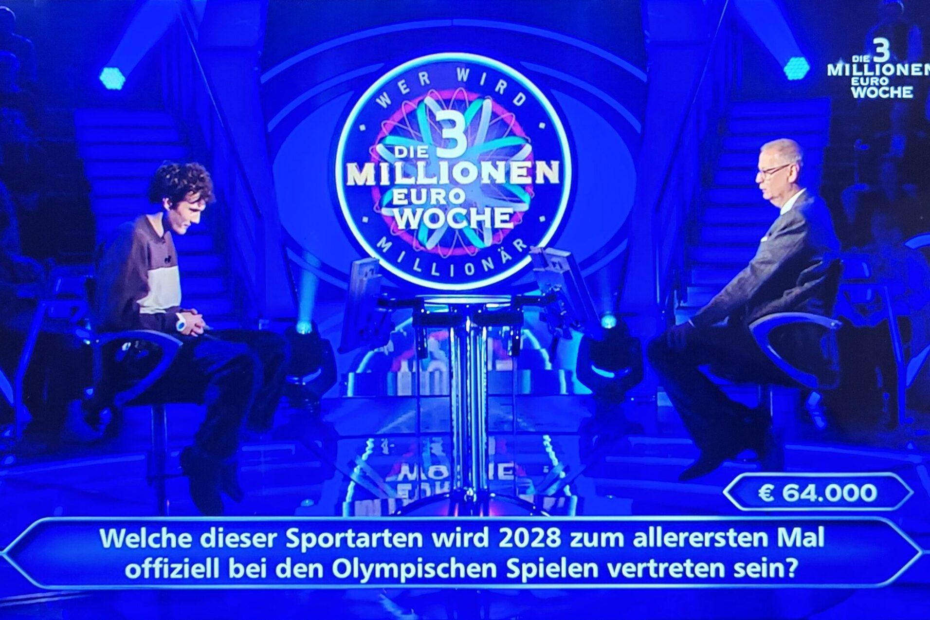 Squash und Olympia bei "Wer wird Million&auml;r?" mit G&uuml;nther Jauch (re).