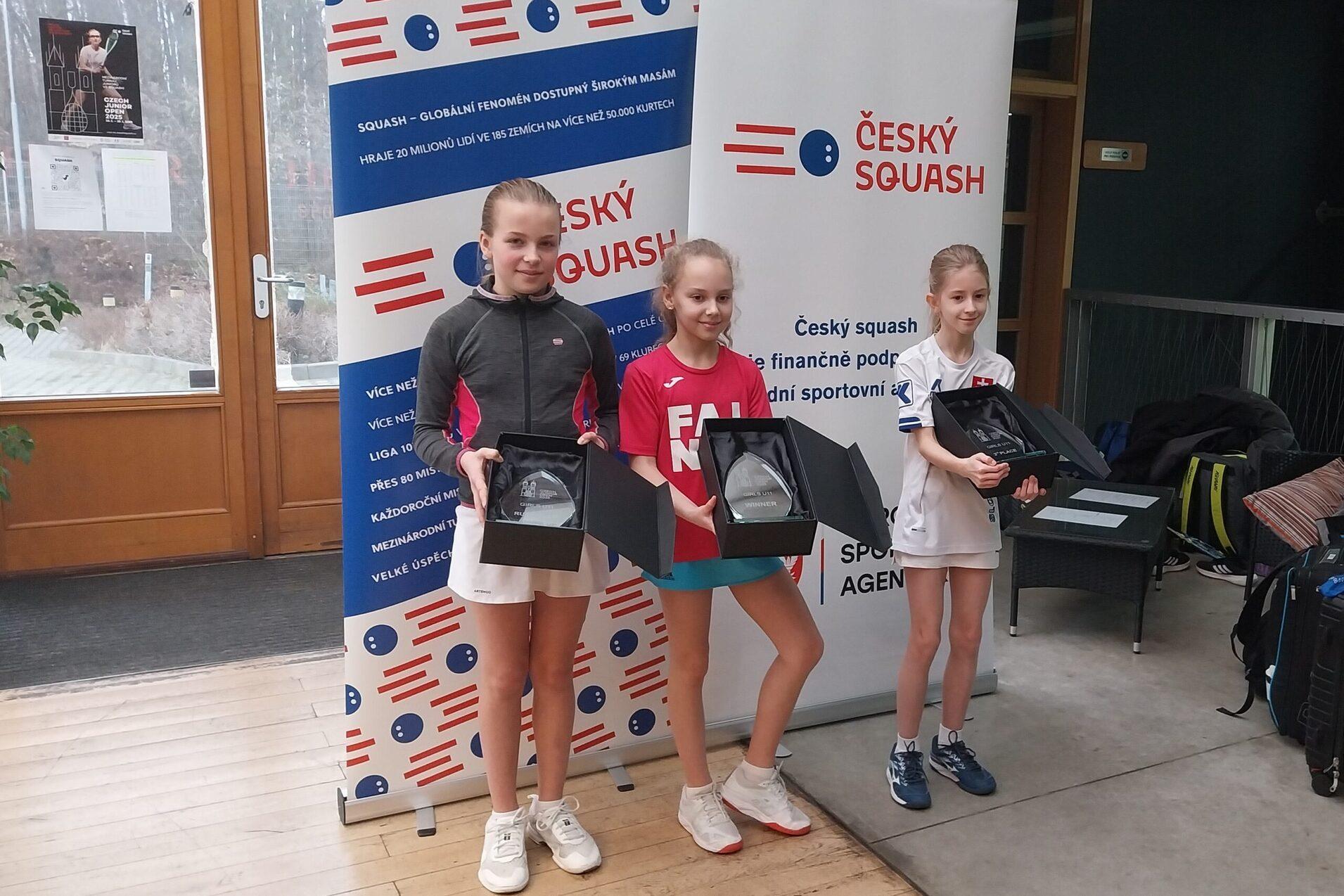 Das U11-Podest der M&auml;dchen (v.l.n.r.): Leonie Niefer, Matylda Sokol und Veronika Hruseck&aacute; - Bild: Rainer Niefer