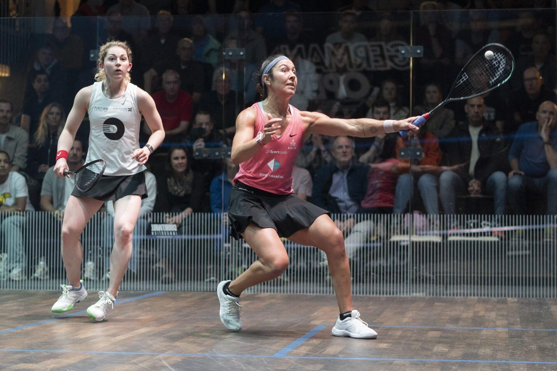 Amanda Sobhy (re) im Finale gegen Georgina Kennedy - Bild: PSA Squash Tour