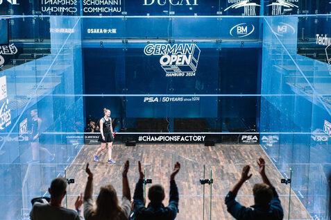 Beste Stimmung bei den letztj&auml;hrigen German Open 2024 presented by Sportwerk - Bild: PSA Squash Tour