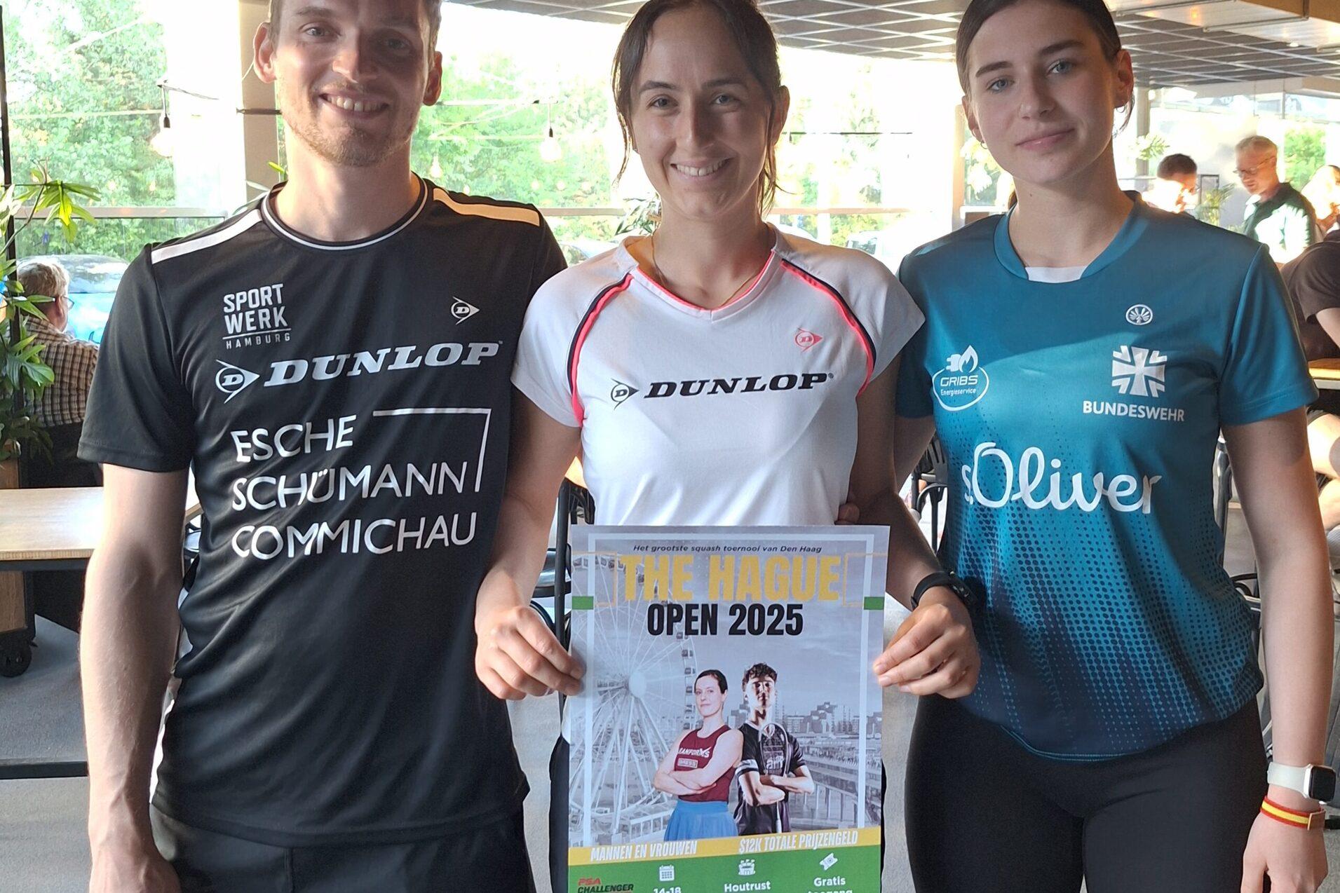 Das deutsche Trio in Den Haag (v.l.n.r.): Valentin Rapp, Aylin G&uuml;nsav und Maya Weishar.