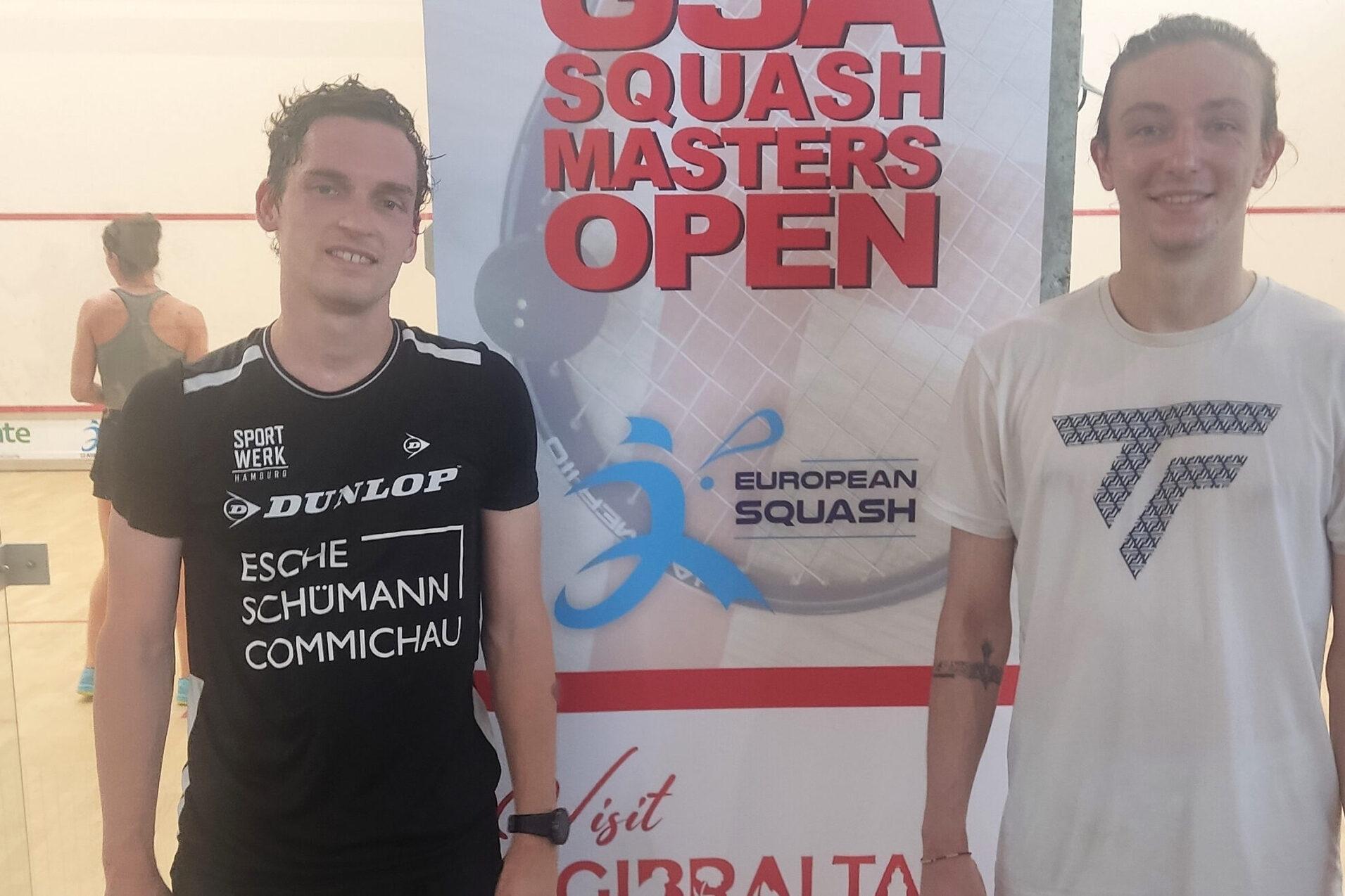 Valentin Rapp (li) unterlag im Viertelfinale in vier S&auml;tzen gegen Mac&eacute;o Levy - Bild: Gibraltar Open 2025.