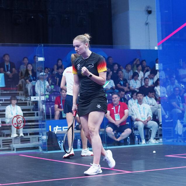 Saskia Beinhard gewinnt gegen Franka Vidovic - Bild: World Squash Federation
