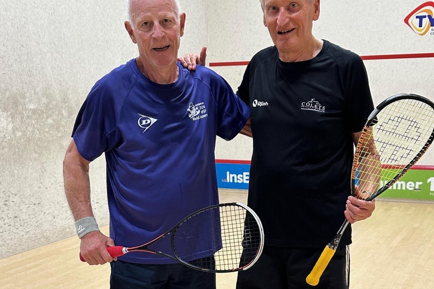 Robert Keilmann (li) mit seinem heutigen Halbfinalgegner Allan Whittow - Bild: DSQV