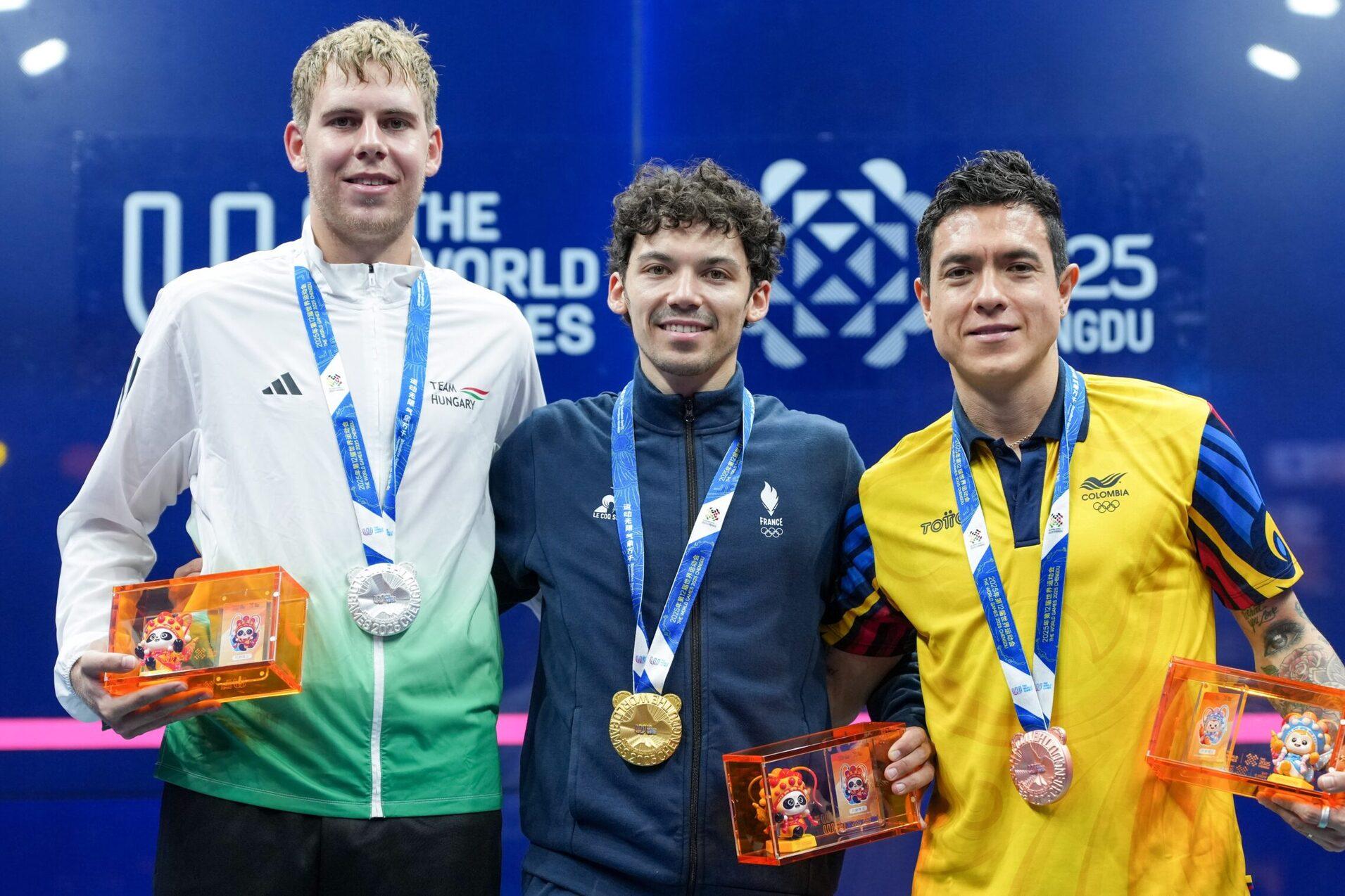 V.l.n.r.: Balasz Farkas, Victor Crouin und Miguel Angel Rodriguez - Bild: Xinhua/Li Xulun