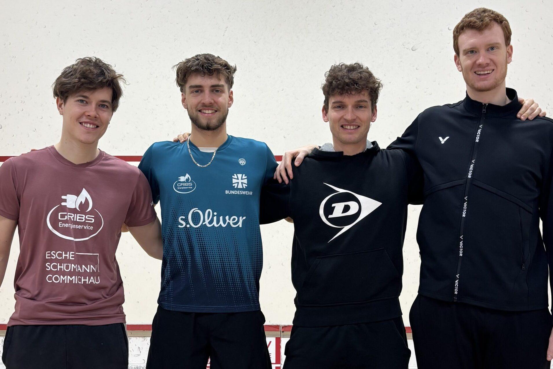 Vier deutsche Nationalspieler als Halbfinalisten in W&uuml;rzburg v.l.n.r: Yannik Omlor, Finn-Lennart Koch, Valentin Rapp und Jan Wipperf&uuml;rth - Bild: TSC Heuchelhof