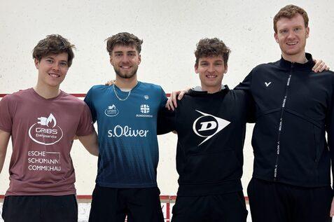 Vier deutsche Nationalspieler als Halbfinalisten in W&uuml;rzburg v.l.n.r: Yannik Omlor, Finn-Lennart Koch, Valentin Rapp und Jan Wipperf&uuml;rth - Bild: TSC Heuchelhof
