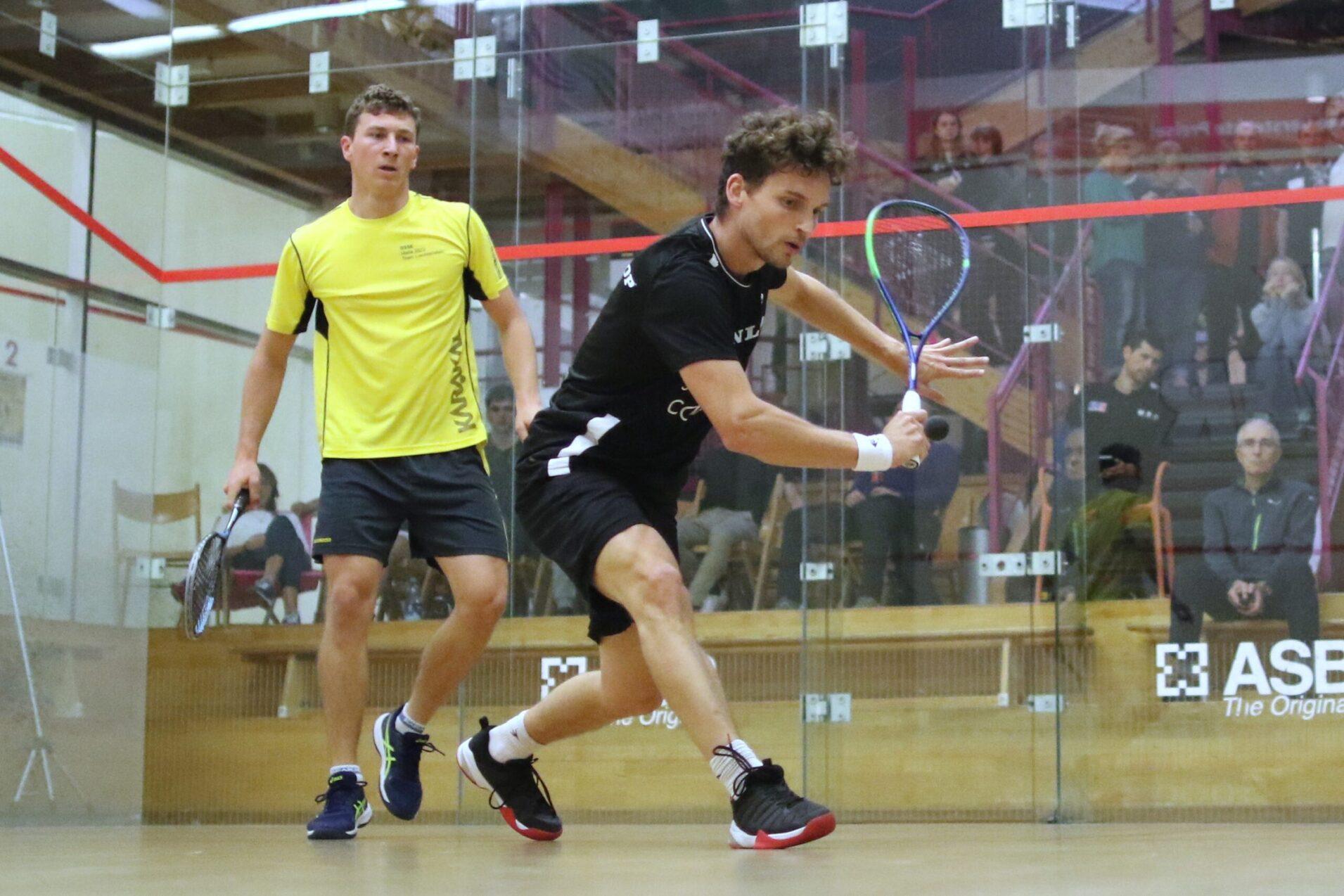 Valentin Rapp (re, hier bei der letztj&auml;hrigen Turnierauflage der Schr&auml;glage Squash Open 2024) ist erneut Turnierpromoter der Schr&auml;glage Squash Open presented by MySunnySmile 2025 - Bild (Archiv): Christian Lortat