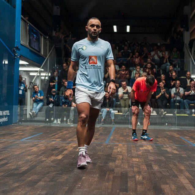 Der topgesetzte Youssef Soliman (li) siegt gegen Baptiste Masotti im Halbfinale - Bild PSA Squash Tour