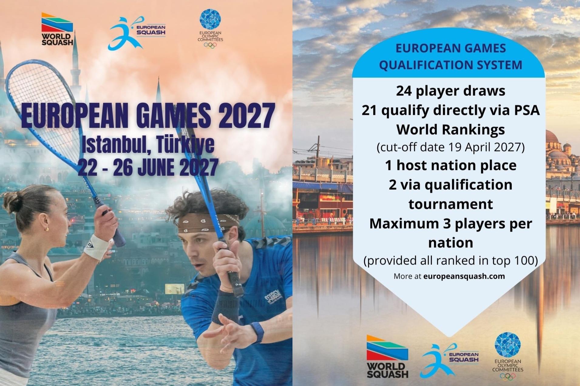 Die Qualifikationskriterien für die European Games 2027 für den Squash-Wettbewerb stehen fest - Bilder: ESF